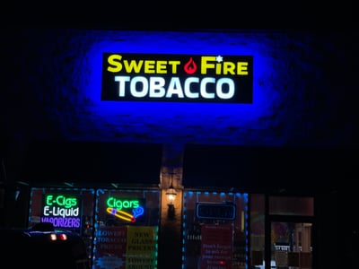 (ALTERNATIVE LOCATION) SWEET FIRE TOBACCO CHANNEL LETTER SIGN